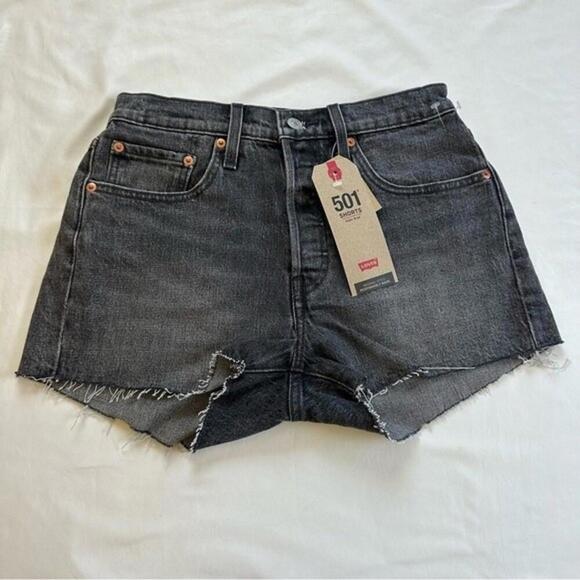 Levi’s 501 High Rise Black Denim Shorts - Picture 1 of 4